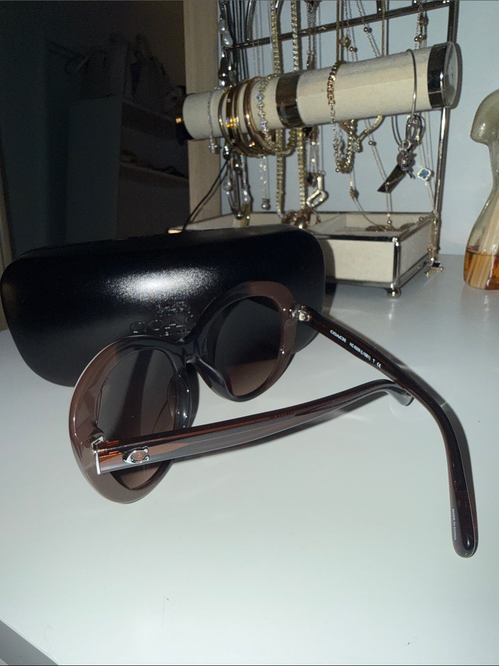 Coach Women's Oversized Round Sunglasses in Pink/Brown - Picture 2 of 2
